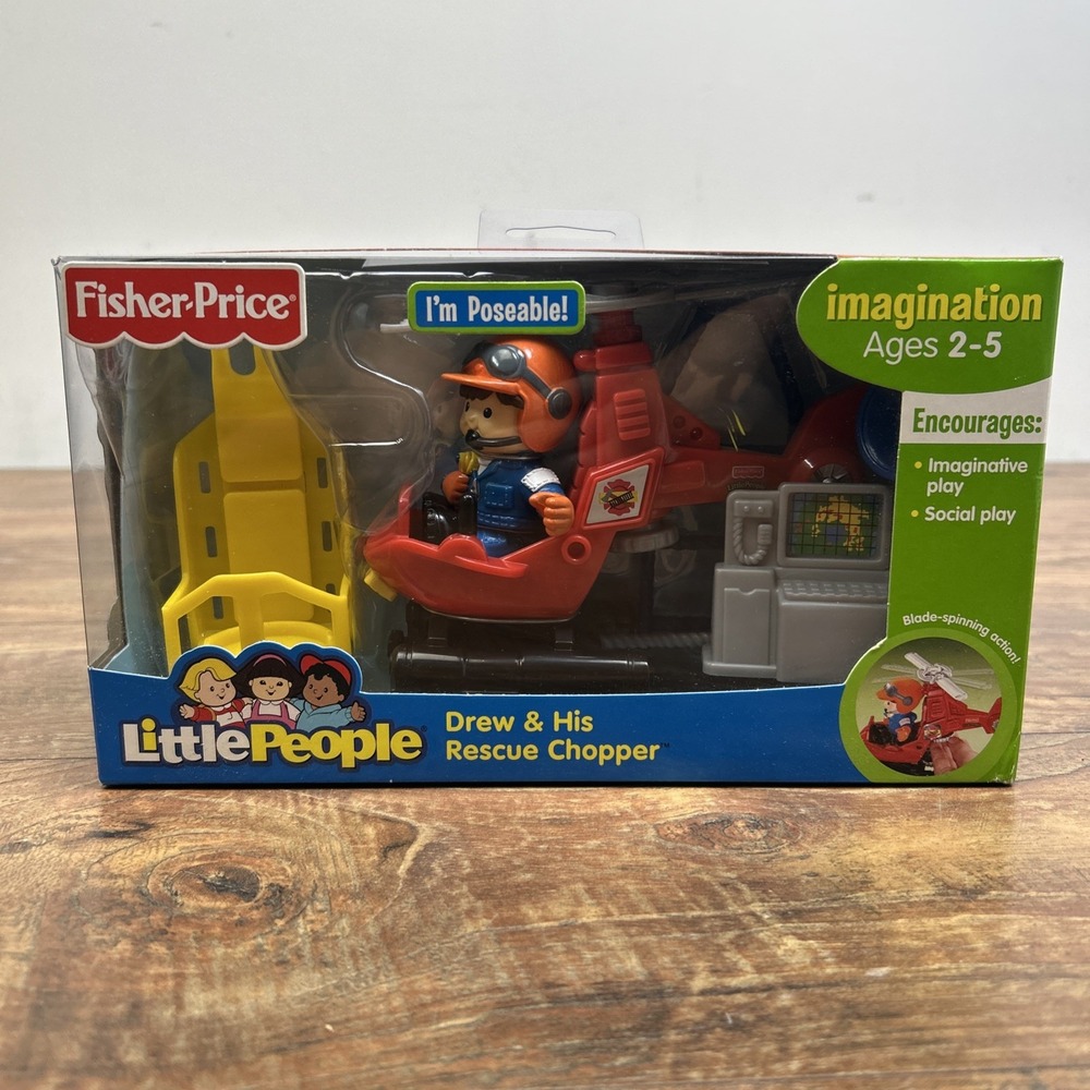 LITTLE PEOPLE DREW & HIS RESCUE CHOPPER By FISHER PRICE 2007 NEW L4793